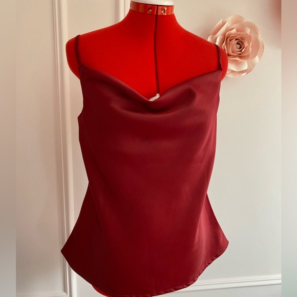 NEW Satin Camisole, Burgundy/Wine Red, Cowl Neck, Adjustable Straps, Romantic, M - Picture 1 of 8